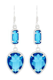 Swiss Blue Crystal Drop Earrings - SF