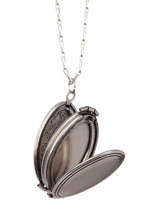 Silvertone Picture Frame Locket Pendant Necklace - SF