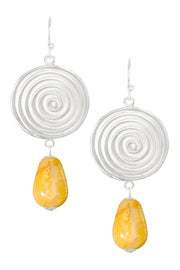 Crazy Lace Agate & Swirl Disc Drop Earrings - SF