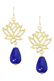 Lapis & Lotus Drop Earrings - GF