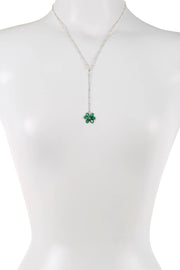 Emerald Austrian Crystal Flower Bloom Y Necklace - SF