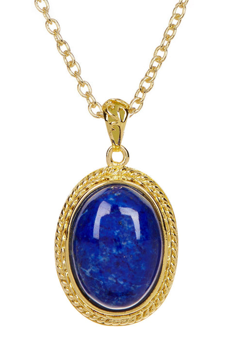 Lapis Oval Pendant Necklace - GF