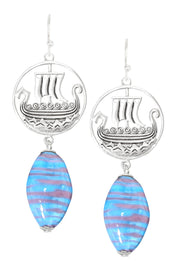 Murano Glass & Viking Ship Drop Earrings - SF