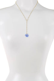 Tanzanite Austrian Crystal Flower Y Necklace - GF