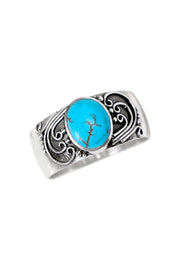 Sterling Silver & Reconstituted Turquoise Bali Ring - SS