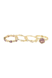 Lavender Crystal & CZ Stack Ring Set - GF