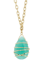 Wrapped Amazonite Crystal Pendant Necklace - GF