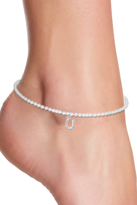 Horseshoe Charm Beaded Anklet - SF