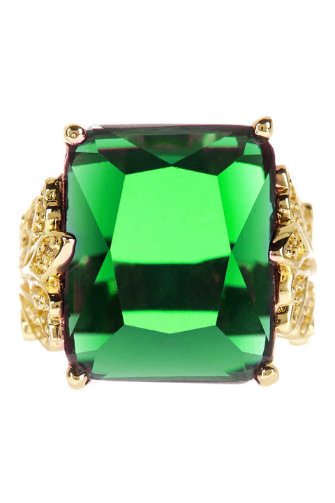 Emerald Crystal & CZ Garden Ring - GF