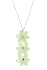 Green Austrian Crystal Flower Bloom Pendant Necklace - SF