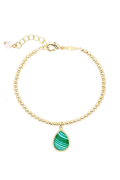 Green Lace Agate Charm Bracelet - GF