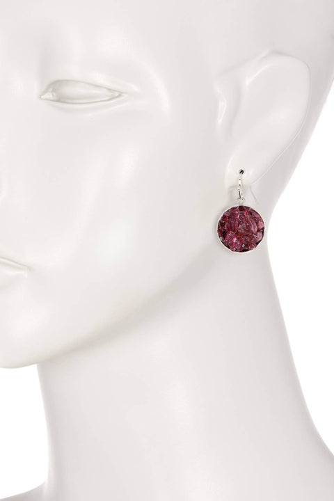 Garnet Round Shaped Drop Earrings - SF