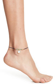 Moonstone Crystal & Leather Anklet - GF