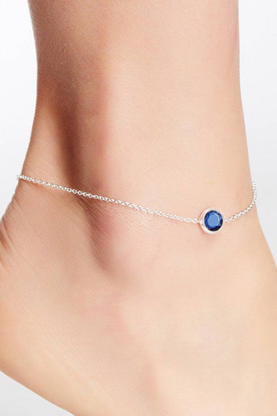 London Blue Crystal Briolette Anklet - SF