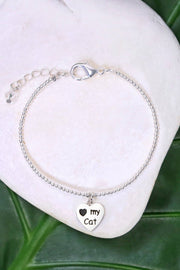 I Love My Cat Charm Beaded Bracelet - SF