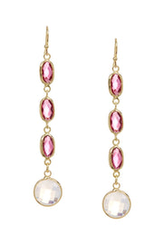 Raspberry Crystal Chandelier Earrings - GF