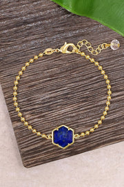 Lapis Beaded Charm Bracelet - GF