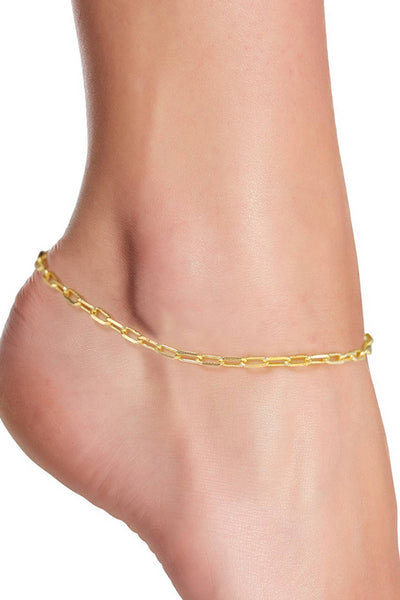 14k Gold Plated 2.5mm Open Cable Chain Anklet - GP