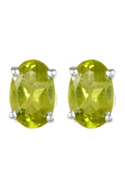 Sterling Silver & Peridot CZ Post Earrings - SS