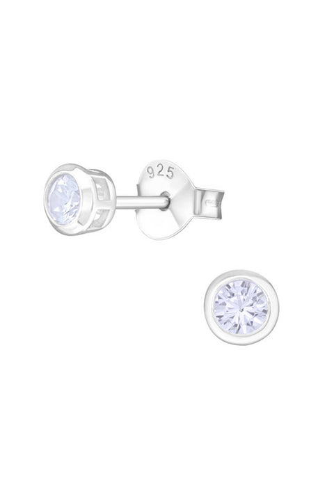 Sterling Silver Round 3mm Ear Studs With Cubic Zirconia - SS