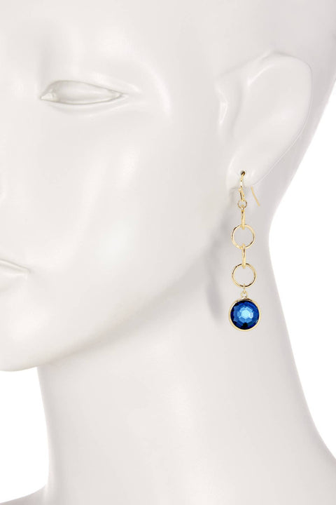 London Blue Crystal & Interlocking Circle Drop Earrings - GF