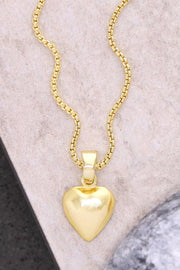 14k Gold Plated Polished Heart Pendant Necklace - GF