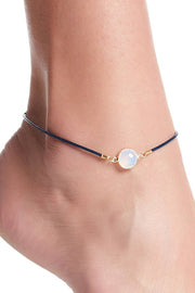 Moonstone Crystal & Leather Anklet - GF