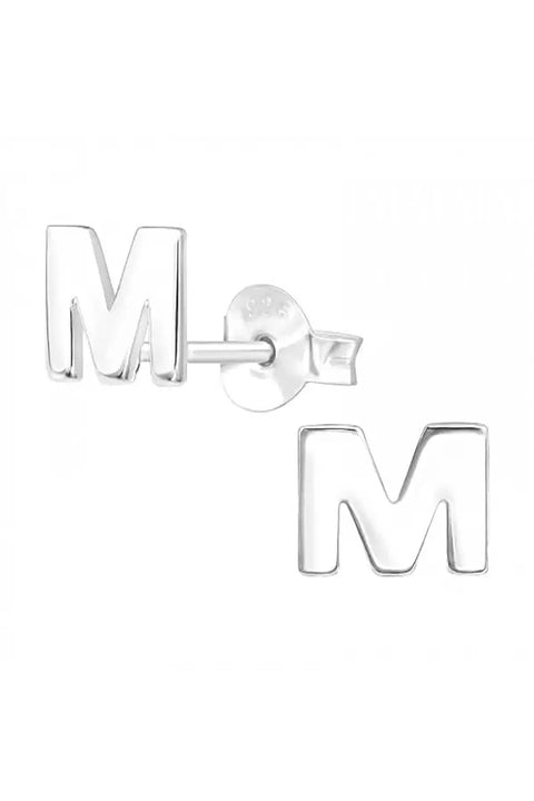 Sterling Silver Individual Letter Ear Studs - SS