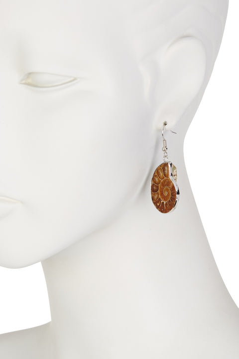 Natural Ammonite Drop Earrings - SF