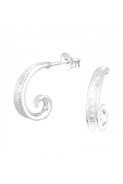 Sterling Silver Half Hoop Ear Studs - SS