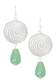 Green Aventurine & Swirl Disc Drop Earrings - SF