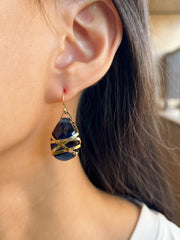 London Blue Crystal Wrapped Earrings In Gold - GF