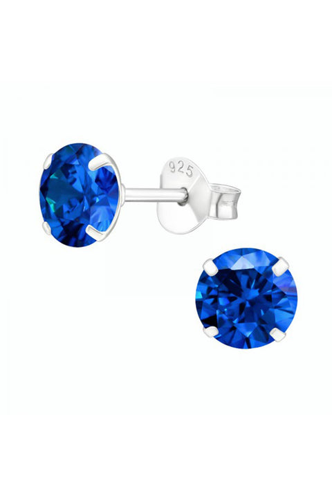 Sterling Silver Round 6mm Ear Studs With Cubic Zirconia - SS