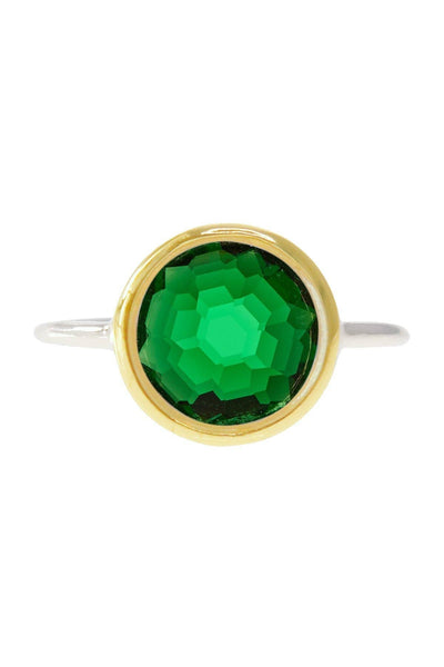 Emerald Crystal 2 Tone Plated Ring - SF