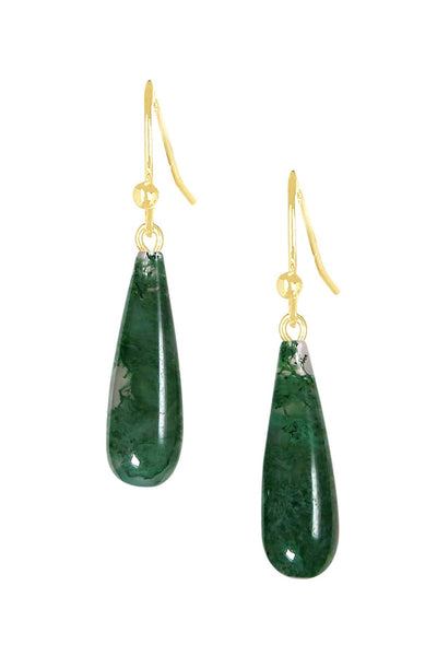 14k Vermeil & Moss Agate Drop Earrings - VM