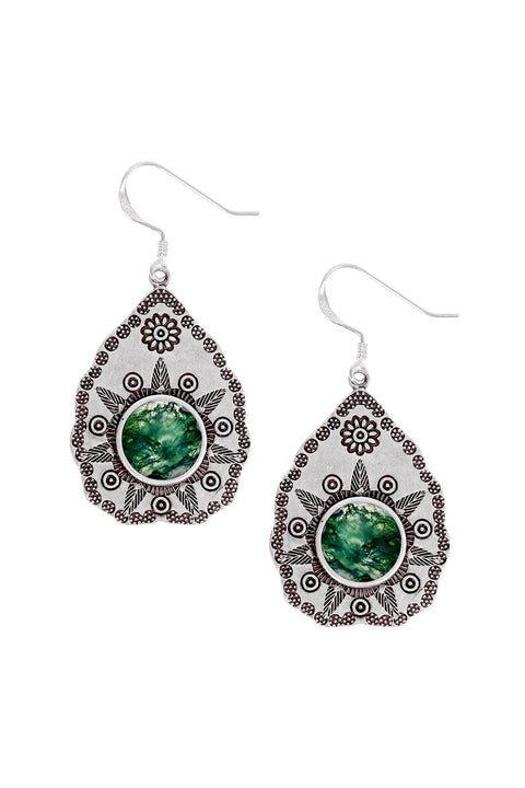 Moss Agate Vintage Drop Earrings - SF