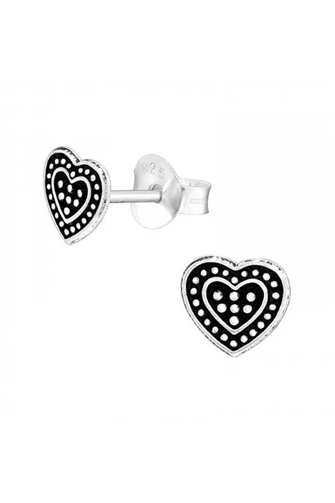 Sterling Silver Heart Ear Studs - SS