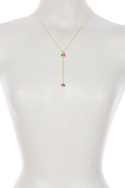 Green Agate & Red Agate Christmas Y Necklace - GF