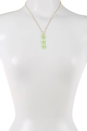 Green Austrian Crystal Flower Bloom Pendant Necklace - GF