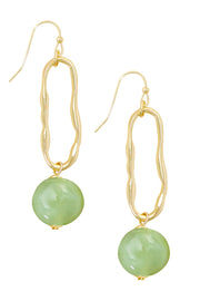 Green Murano Glass & Freeform Hoop Drop Earrings - GF