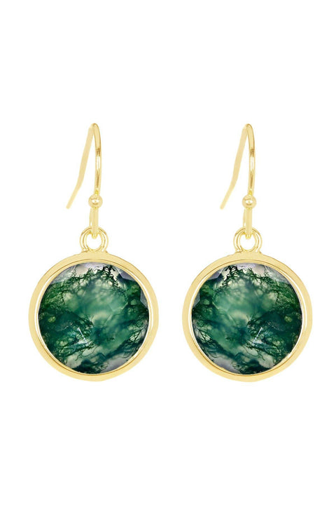 Moss Agate Fancy Cut Round Earrings - GF