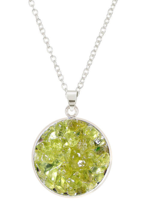 Peridot Round Shaped Pendant Necklace - SF