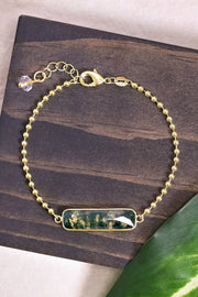 Moss Agate Beaded Charm Bracelet - GF