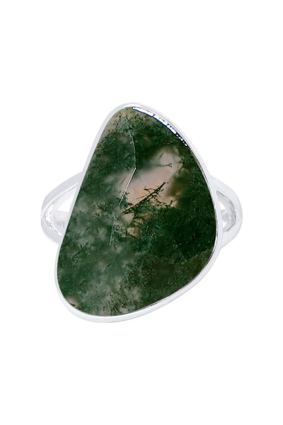 Moss Agate Fancy Cut Statement Ring - SF