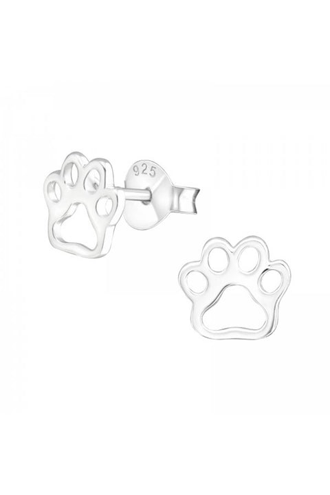 Sterling Silver Paw Print Ear Studs - SS