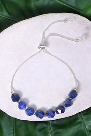 Lapis Fancy Cut Beaded Slider Bracelet - SF