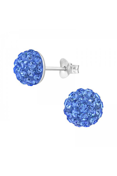 Sterling Silver Round Ear Studs & Swarovski_ Crystals - SS