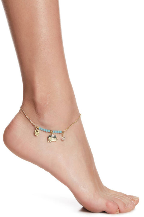 Elephant & Austrian Crystal Anklet - GF