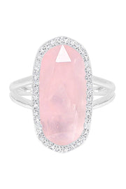 Rose Quartz Halo Ring - SF