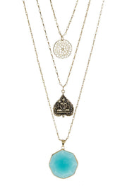 Crystal & Buddha Charm Layering Necklace - GF